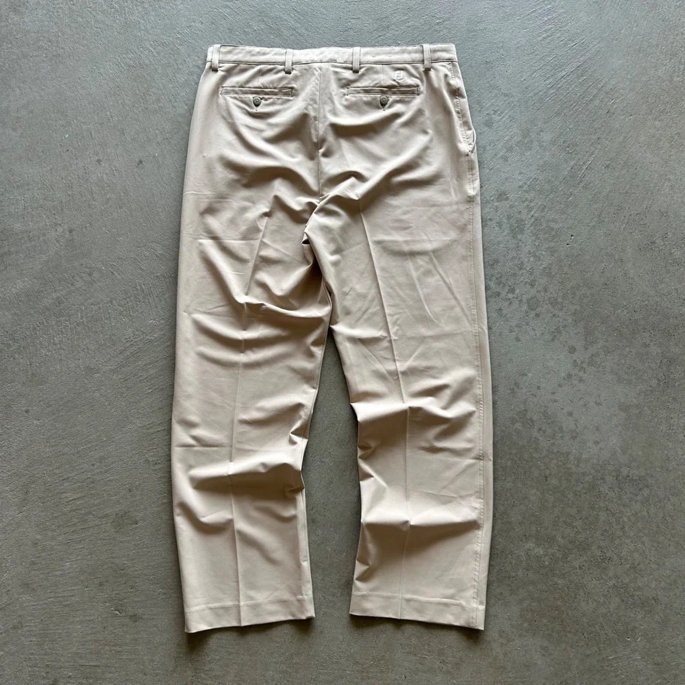 FJ FootJoy Golf Pants Mens 38x32 Tan Khaki Performance‎ Stretch Flat Front Poly